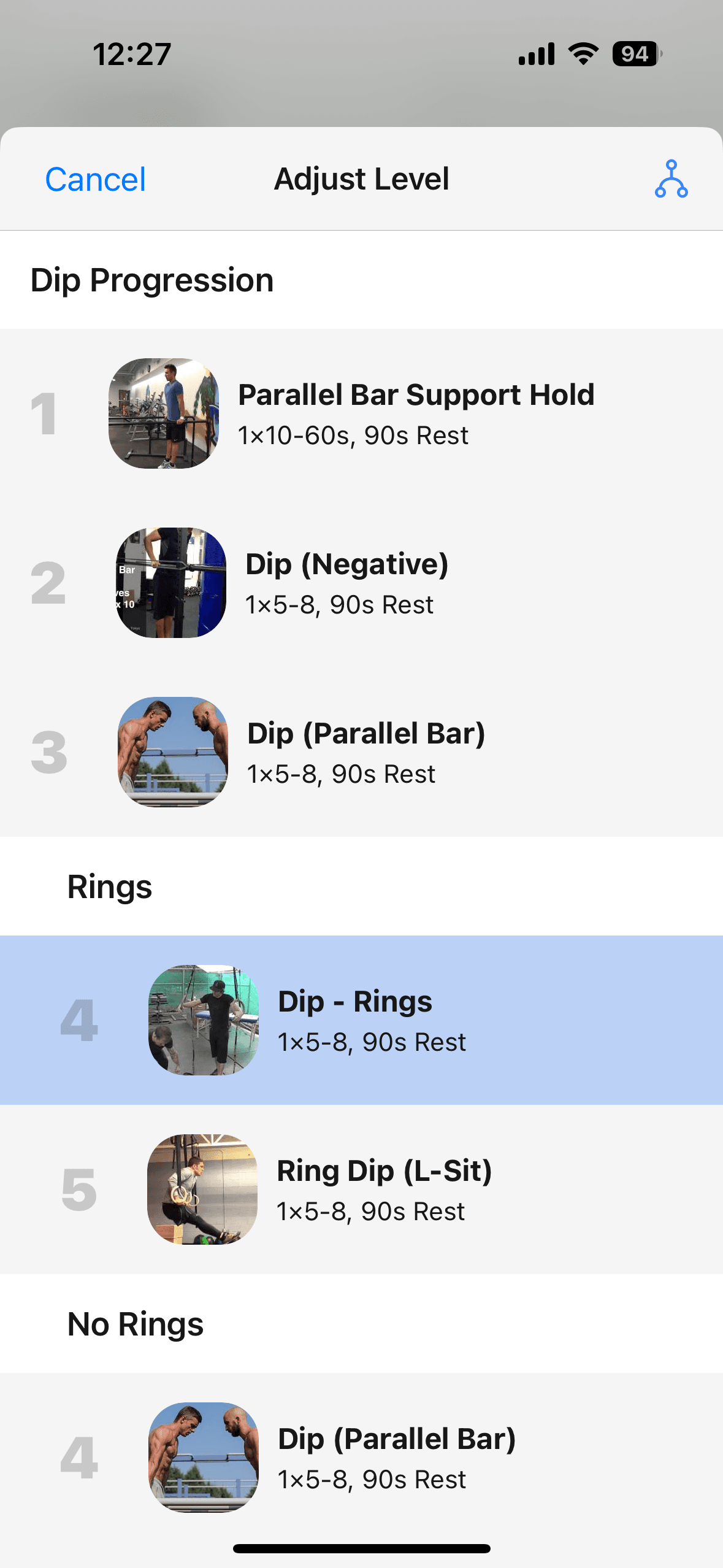 Workout history